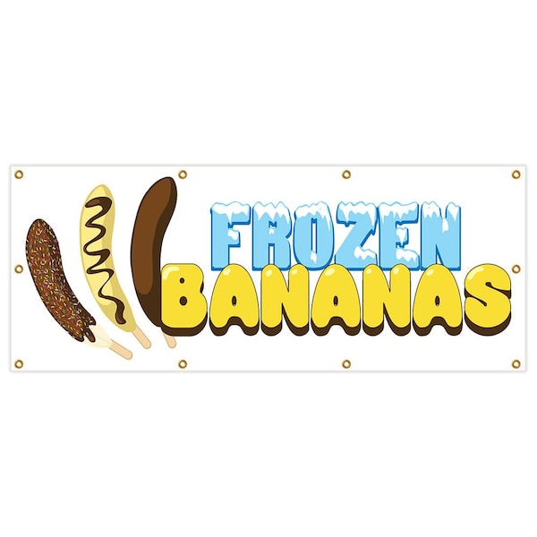 Signmission Frozen Bananas Banner Heavy Duty 13 Oz Vinyl with Grommets B-96 Frozen Bananas - main